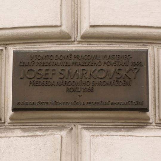 Pamětní deska Josefu Smrkovskému na Václavském náměstí v Praze