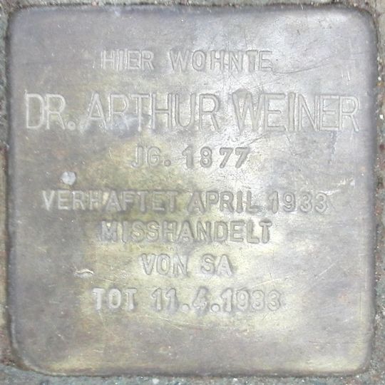 Stolperstein dedicated to Arthur Weiner