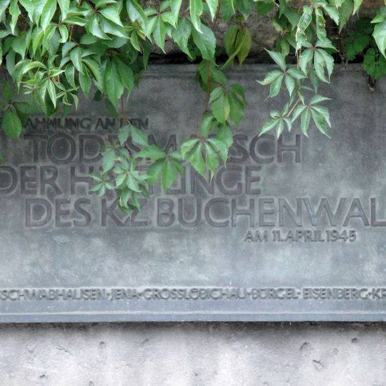 Commemorative plaque for the victims of the death march of Buchenwald concentration camp