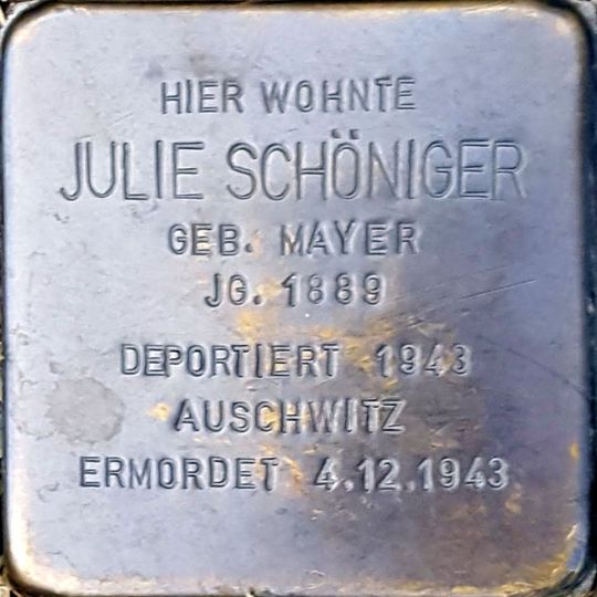Stolperstein en memoria de Julie Schöniger geb. Mayer