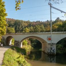 Railway bridge over the Svitava and Mlýnské nábřeží in Brno
