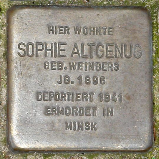 Stolperstein dedicated to Sophie Altgenug