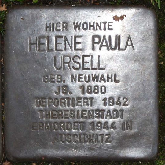 Stolperstein dedicated to Helene Paula Ursell