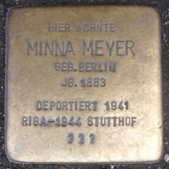 Stolperstein dedicated to Minna Meyer