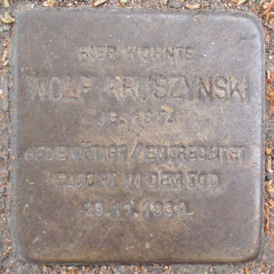 Stolperstein dedicated to Wolf Kruszynski