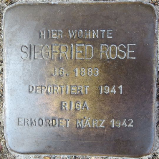 Stolperstein dedicated to Siegfried Rose