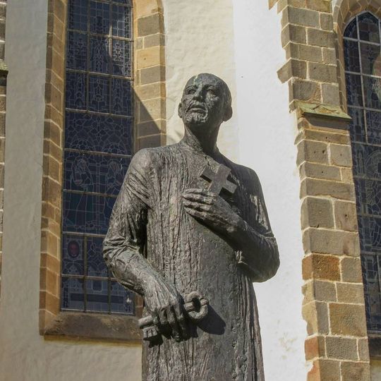 Socha svatého Sarcandera v Uničově na Kostelním náměstí