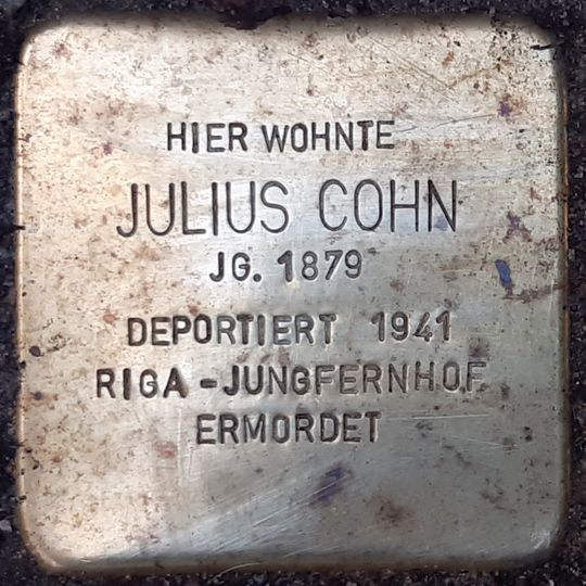 Stolperstein dedicated to Julius Cohn