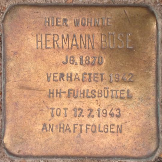 Stolperstein dedicated to Hermann Böse
