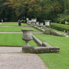 Upper terrace wall, garden before south front of Tatton Hall