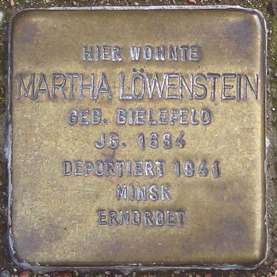 Stolperstein dedicated to Martha Löwenstein