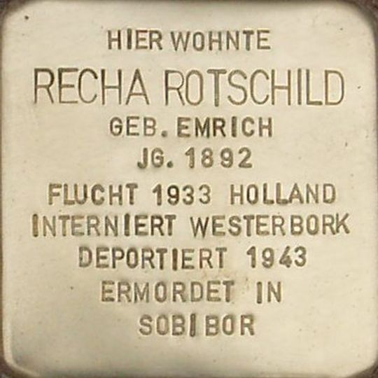 Stolperstein dedicated to Recha Rotschild