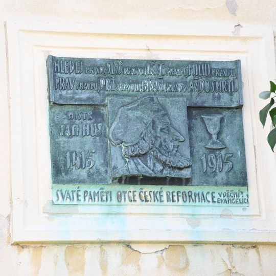 Plaque to Jan Hus in Ledčice