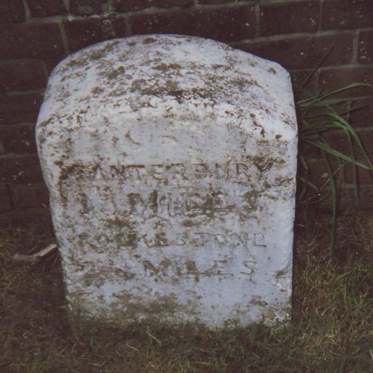 Milestone, Canterbury Road, N of Coombe Lane, by Milestone Caravans