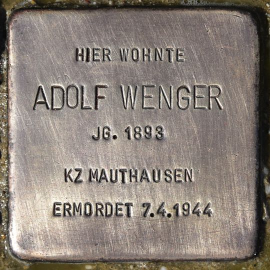 Stolperstein dedicated to Adolf Wenger