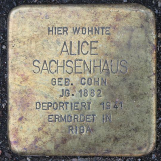 Stolperstein en memoria de Alice Sachsenhaus