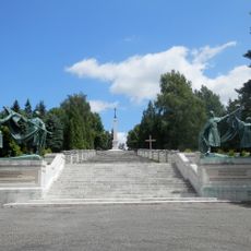 Staircase with sculpture