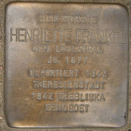 Stolperstein dedicated to Henriette Fränkel