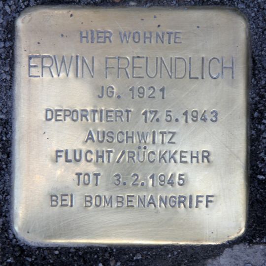 Stolperstein en memoria de Erwin Freundlich