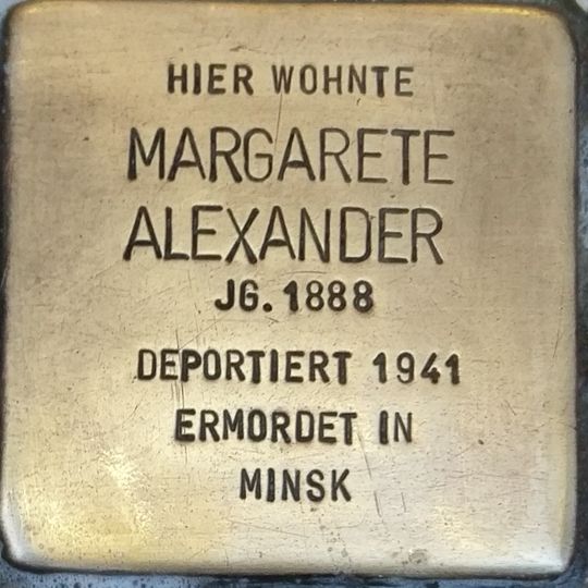 Stolperstein en memoria de Margarete Alexander