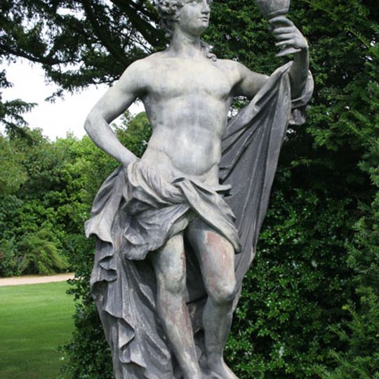 Group Of Six Statues In The Gardens Of Hardwick Hall