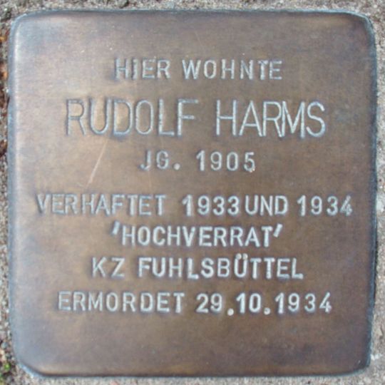 Stolperstein en memoria de Rudolf Harms