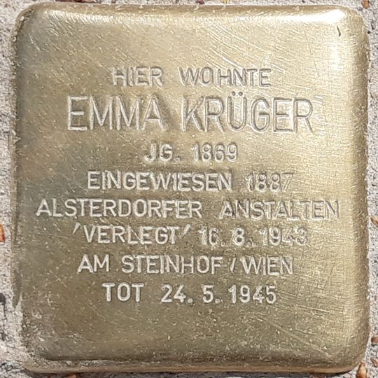 Stolperstein à la mémoire d’Emma Krüger