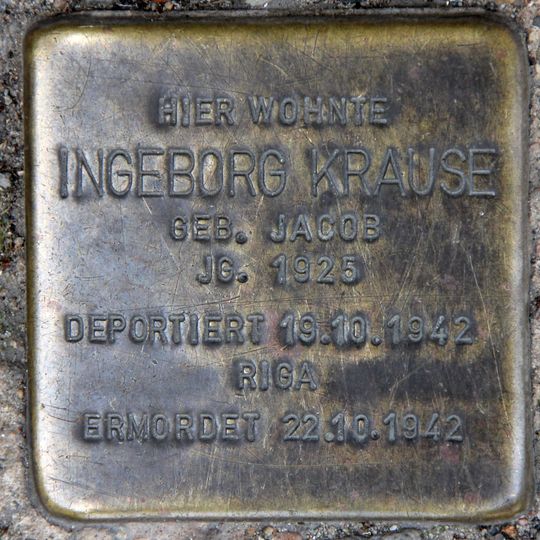 Stolperstein en memoria de Ingeborg Krause