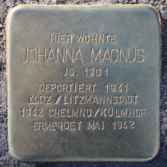 Stolperstein en memoria de Johanna Magnus
