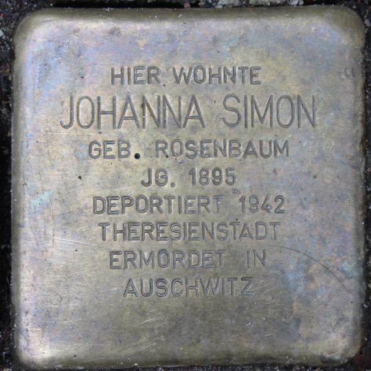 Stolperstein dedicated to Johanna Simon