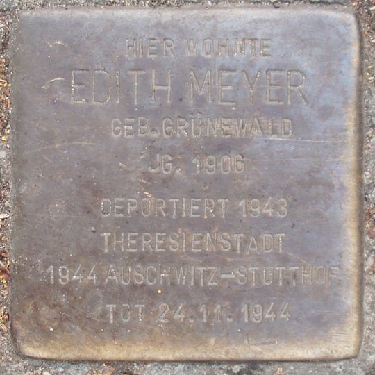 Stolperstein dedicated to Edith Meyer