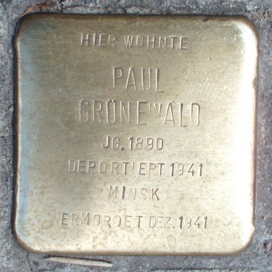 Stolperstein dedicated to Paul Grünewald