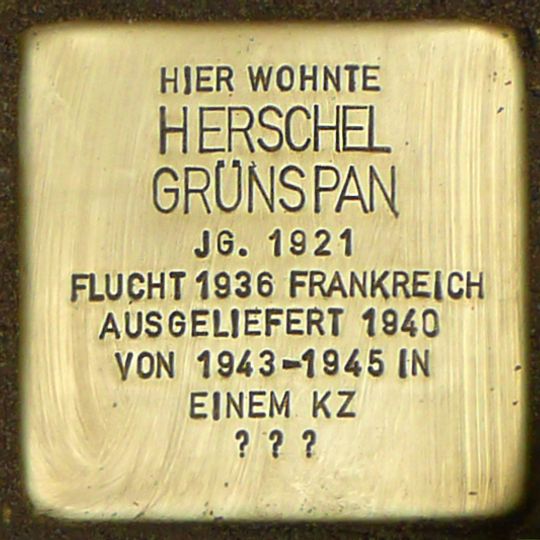 Stolperstein em memória de Herschel Grynszpan