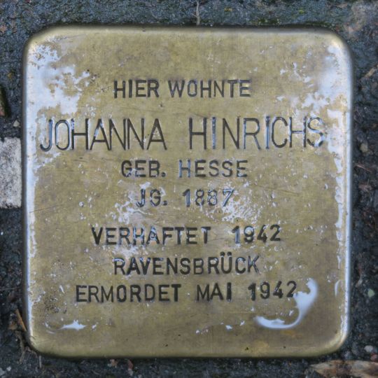 Stolperstein dedicated to Johanna Hinrichs
