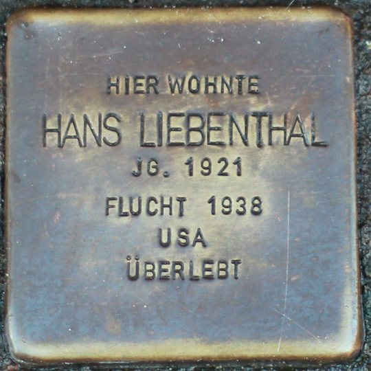 Stolperstein à la mémoire de Hans Liebenthal