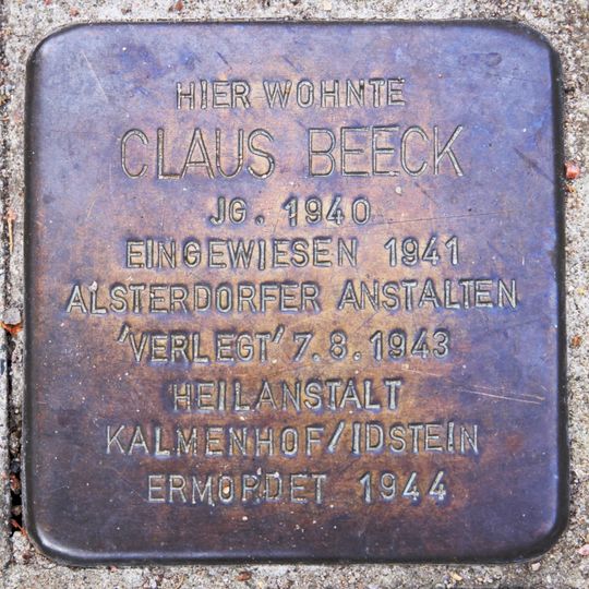 Stolperstein en memoria de Claus Beeck