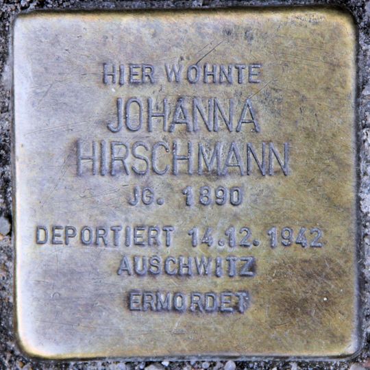 Stolperstein en memoria de Johanna Hirschmann