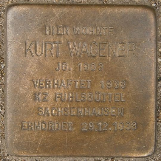 Stolperstein dedicated to Kurt Wagener