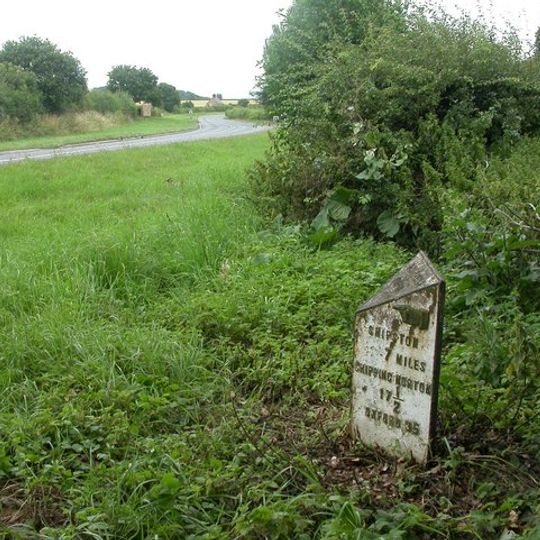 Milepost On Corner Of Road To Preston On Stour