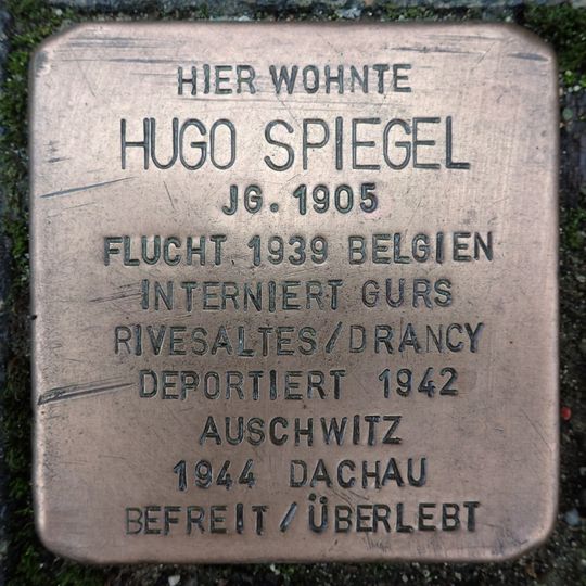 Stolperstein dedicated to Hugo Spiegel