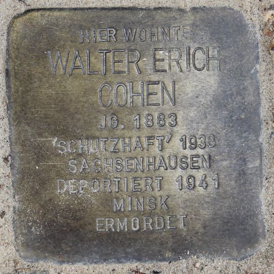 Stolperstein dedicated to Walter Erich Cohen