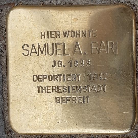 Stolperstein dedicated to Samuel A. Bari