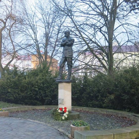 Masarykova socha v Masarykových sadech v Jaroměři