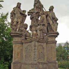 Sculpture of the Czech patron saints on the Old Town Bridge in Děčín