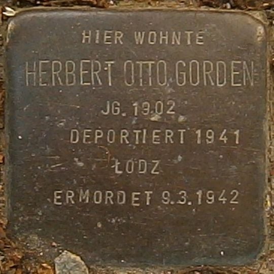 Stolperstein dedicated to Herbert Otto Gorden
