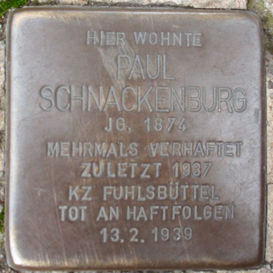 Stolperstein dedicated to Paul Schnackenburg