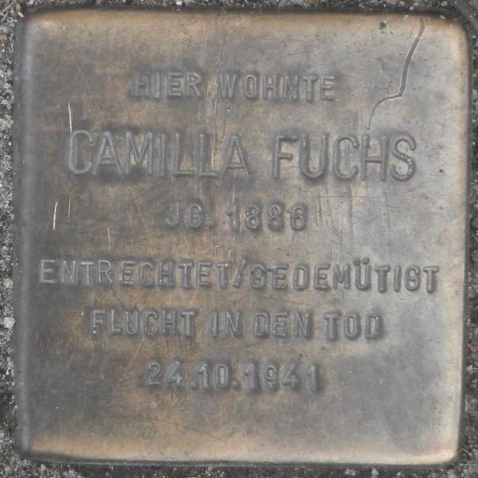 Stolperstein dedicated to Camilla Fuchs