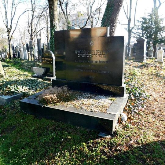 Památník židovské náboženské obce v Dolních Kralovicích na novém židovském hřbitově na Olšanech
