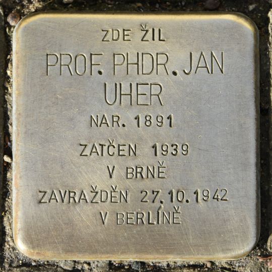 Stolperstein dedicated to Jan Uher