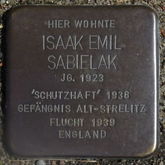 Stolperstein en memoria de Isaak Emil Sabielak